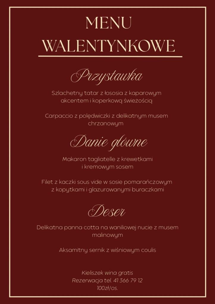 KOLACJA WALENTYNKOWA 14 LUTY (SOBOTA)